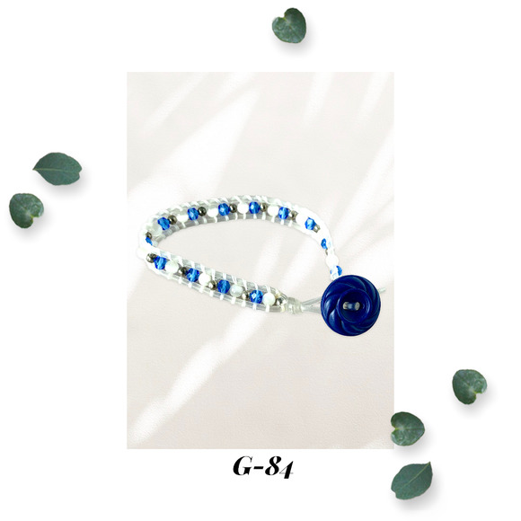 Sapphire Faceted Glass Single Wrap Clear Cord Bracelet With Silver Rounds - Picture 1 of 5